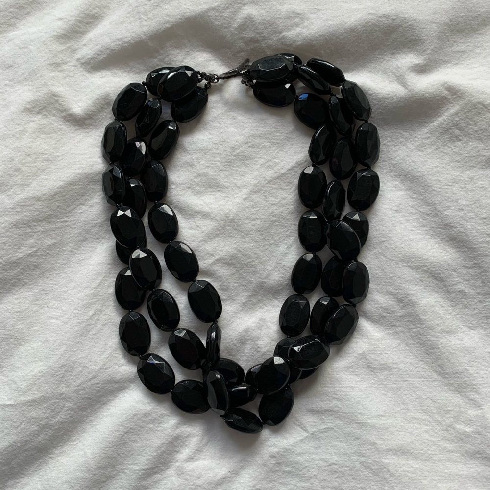 Chunky Black Beaded Dressy Necklace 🖤